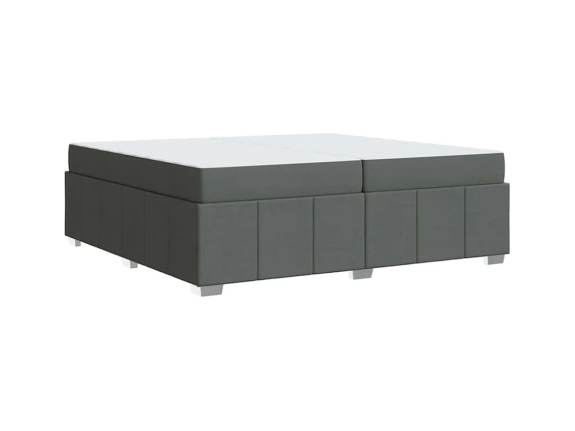 Cadre de lit avec matelas Gris foncé 200 x 200 cm tissu