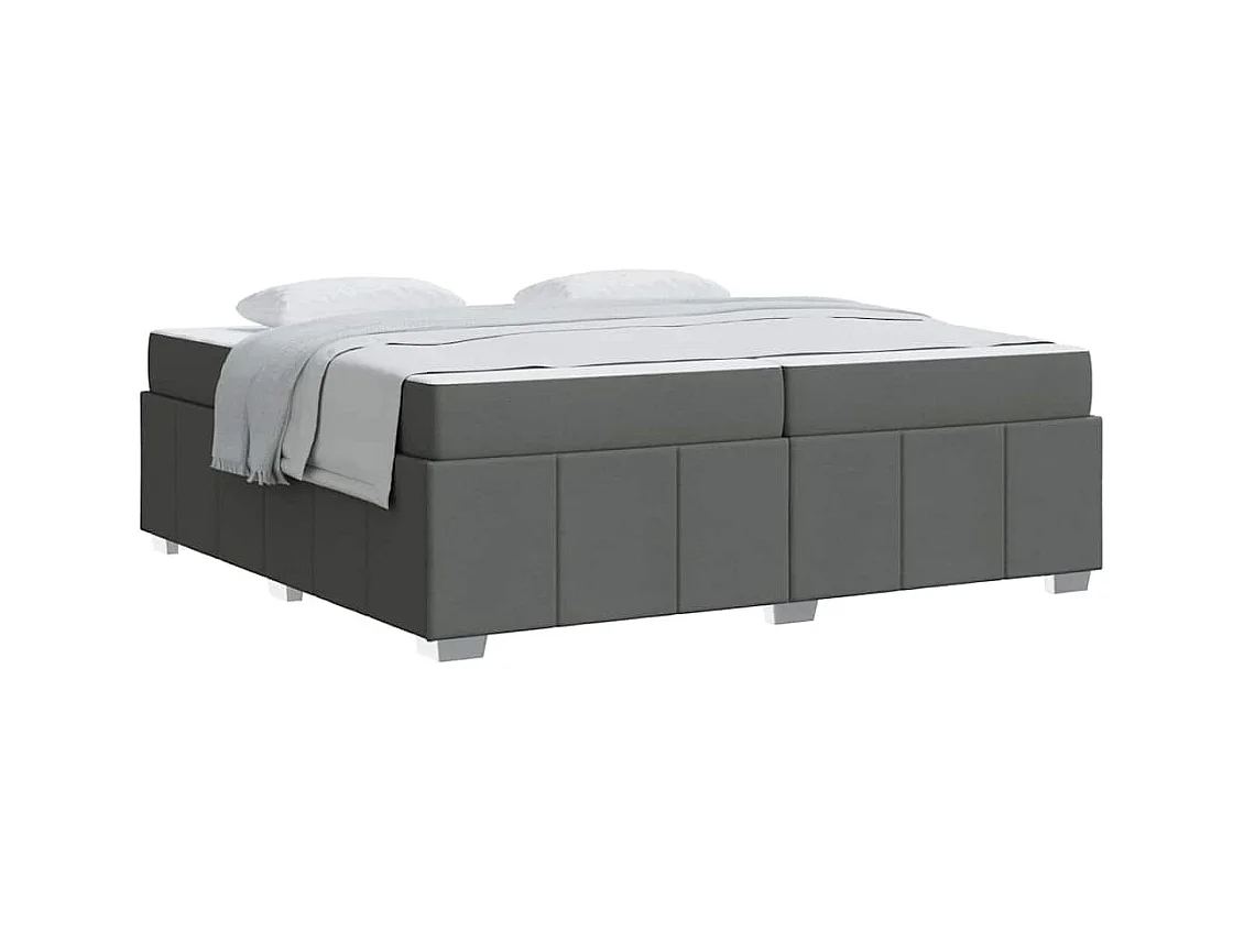 Cadre de lit avec matelas Gris foncé 200 x 200 cm tissu