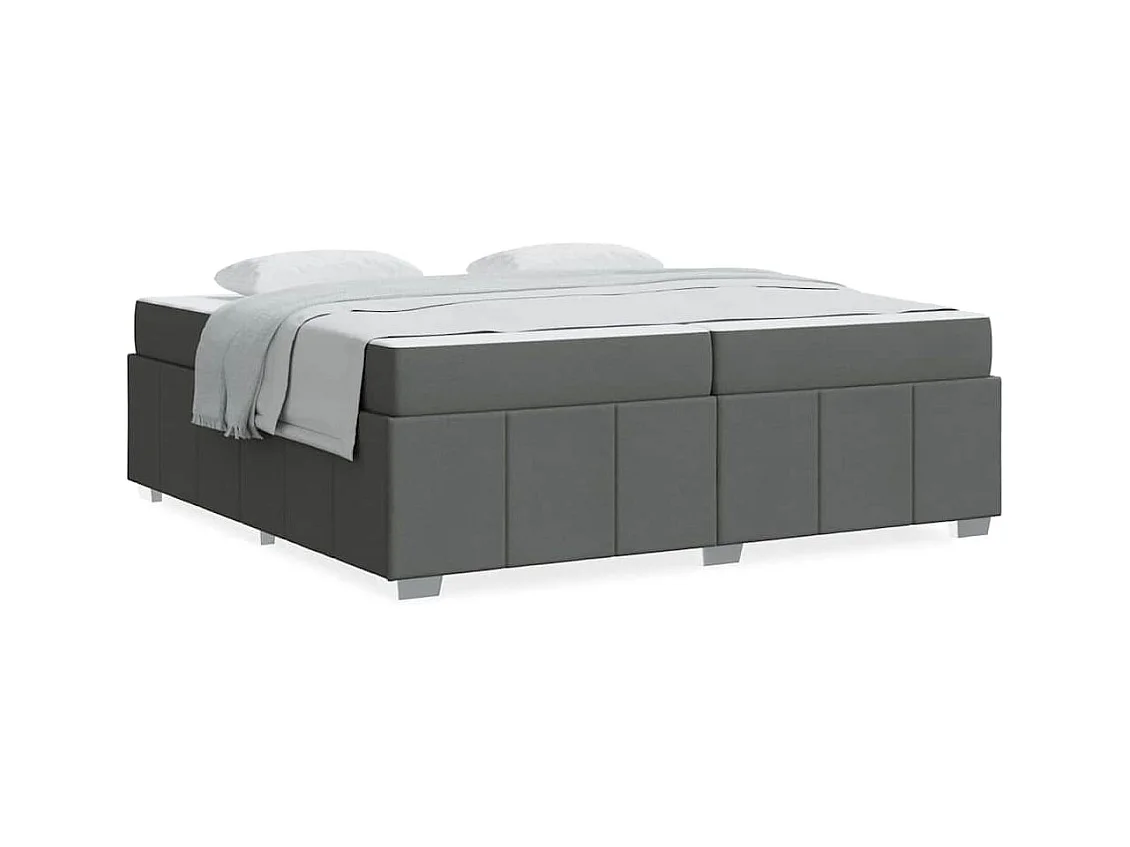 Cadre de lit avec matelas Gris foncé 200 x 200 cm tissu