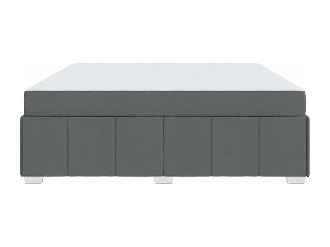 Cadre de lit avec matelas Gris foncé 200 x 200 cm tissu