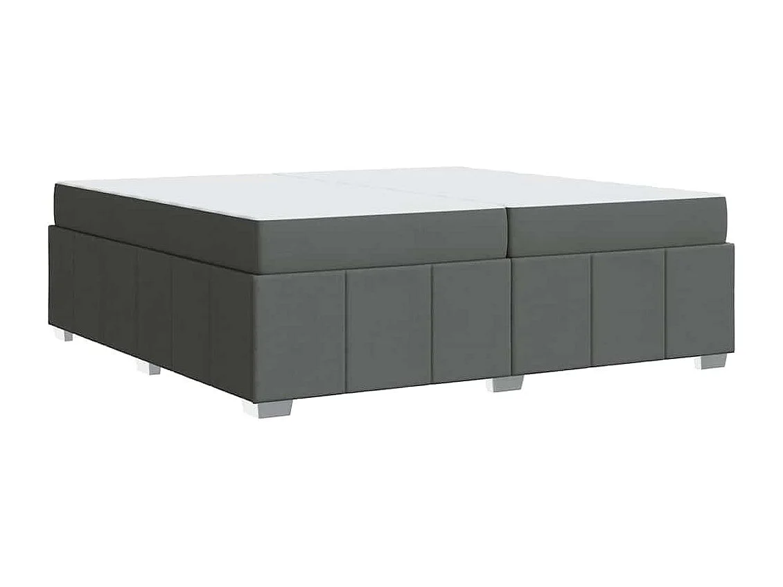Cadre de lit avec matelas Gris foncé 200 x 200 cm tissu