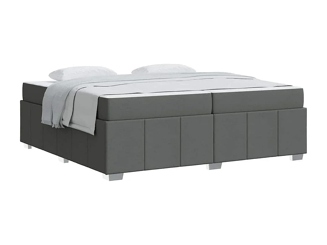 Cadre de lit avec matelas Gris foncé 200 x 200 cm tissu