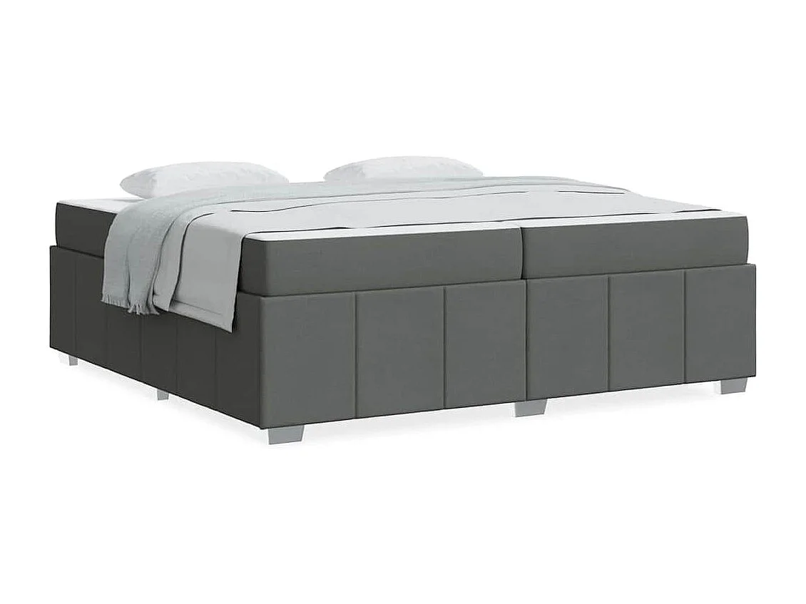 Cadre de lit avec matelas Gris foncé 200 x 200 cm tissu