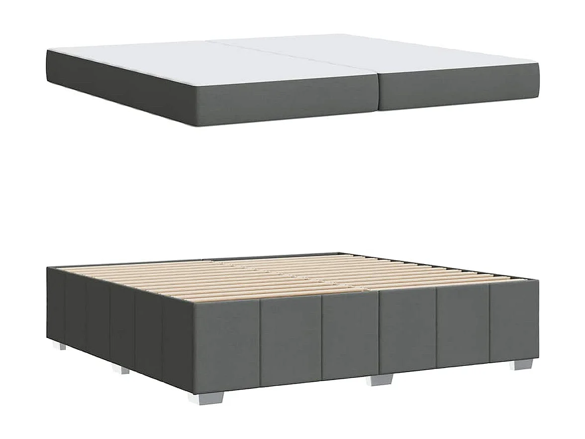 Cadre de lit avec matelas Gris foncé 200 x 200 cm tissu