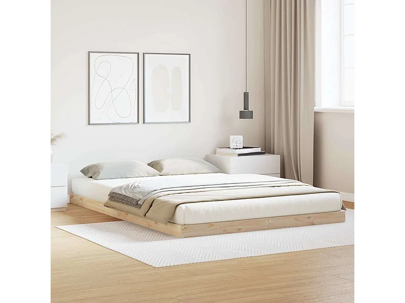 Estructura de cama Natural 140 x 210 cm Madera maciza de Pino