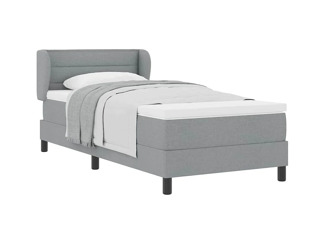 Cadre de lit avec matelas Gris clair 90 x 200 cm tissu