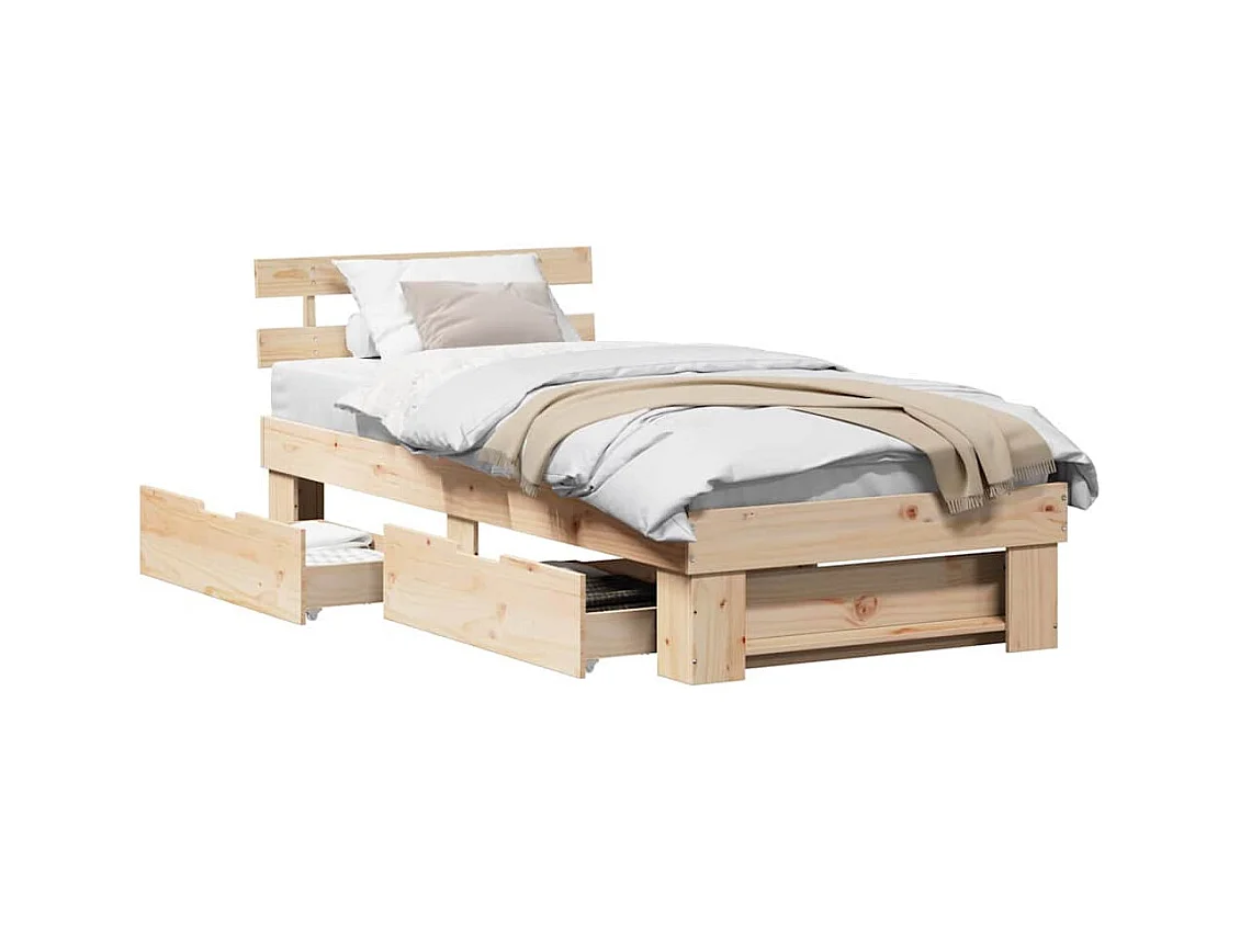 Cadre de lit avec tiroir Marron 80 x 200 cm Bois massif en pin