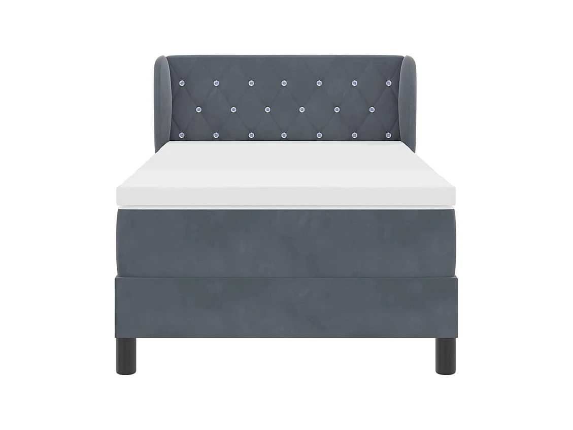 Cadre de lit avec matelas gris foncé 80x200 cm en velours