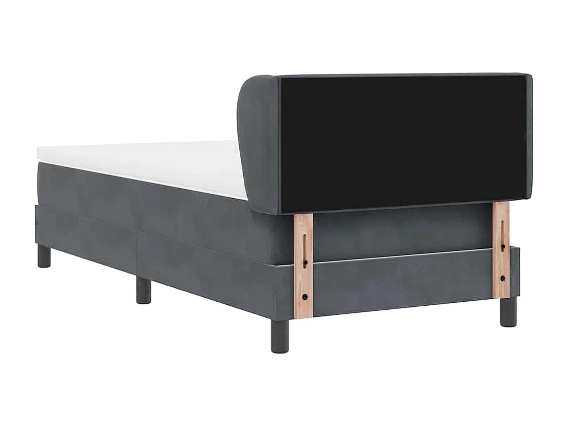 Cama Box Spring com Colchão Cinza Escuro 80x200 cm em Veludo