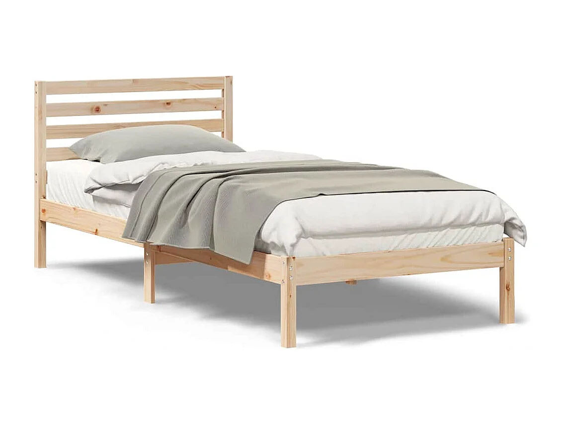 Bedframe met hoofdeinde Bruin 80 x 220 cm Massief grenenhout