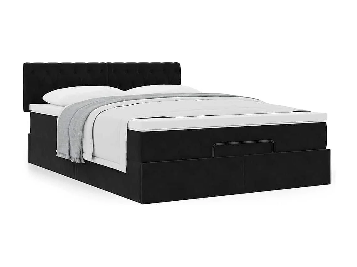 Ottoman bed met matras 140x200cm fluweel zwart