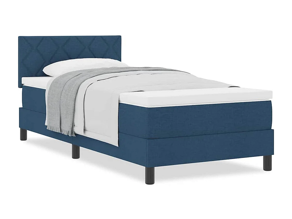 Cama box spring com colchão Azul Escuro 90 x 190 cm tecido