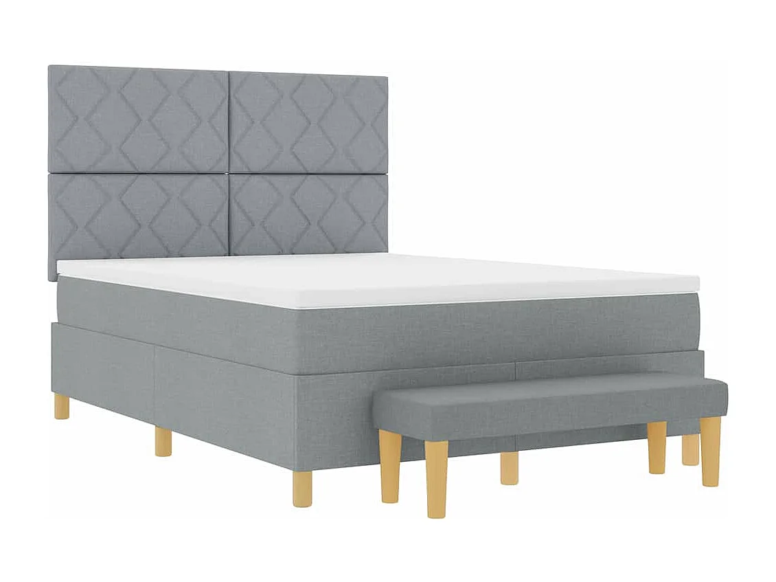 Cama tipo Box Spring con colchón Gris claro 160 x 200 cm tela
