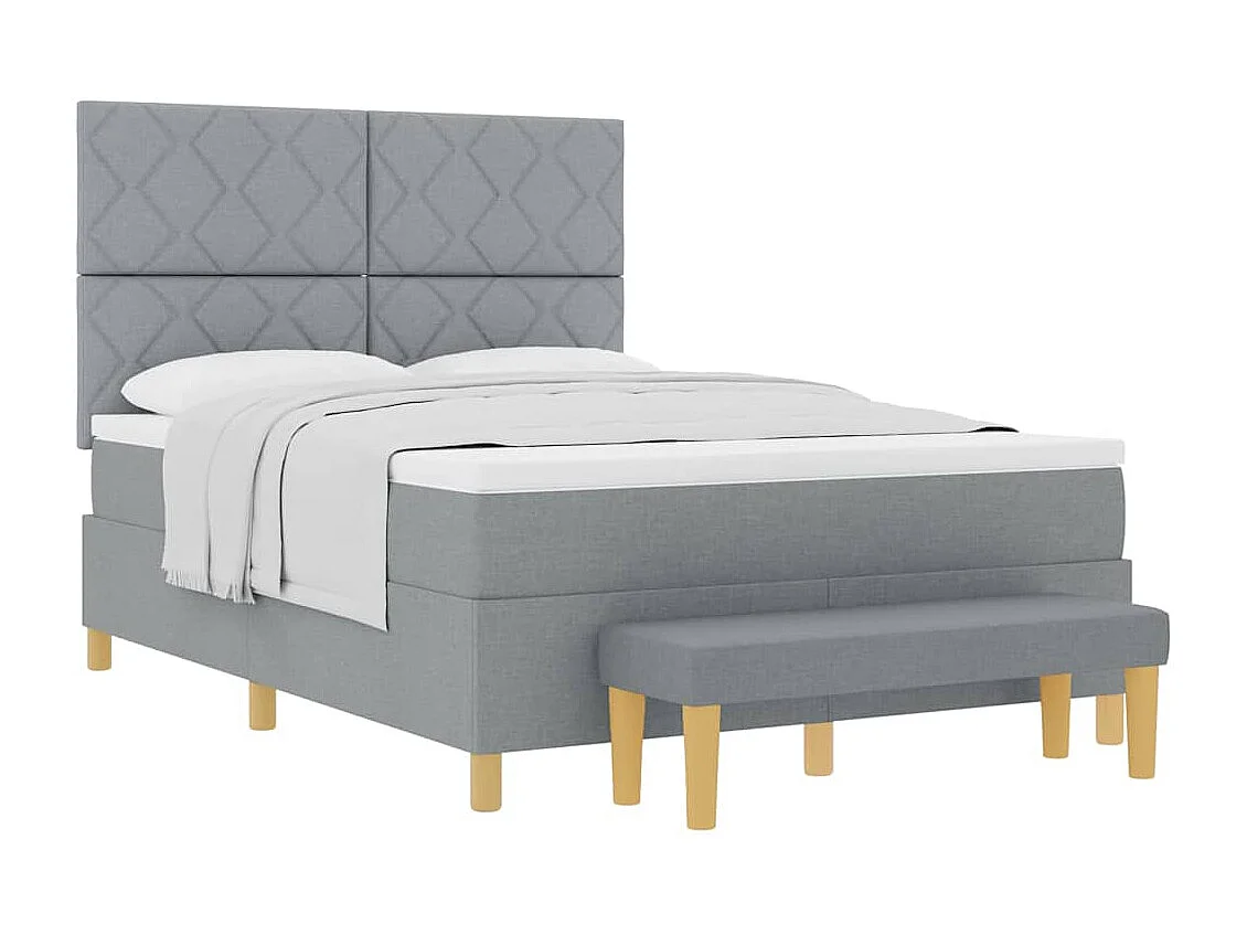 Cama tipo Box Spring con colchón Gris claro 160 x 200 cm tela