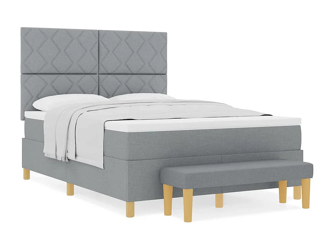 Cama tipo Box Spring con colchón Gris claro 160 x 200 cm tela
