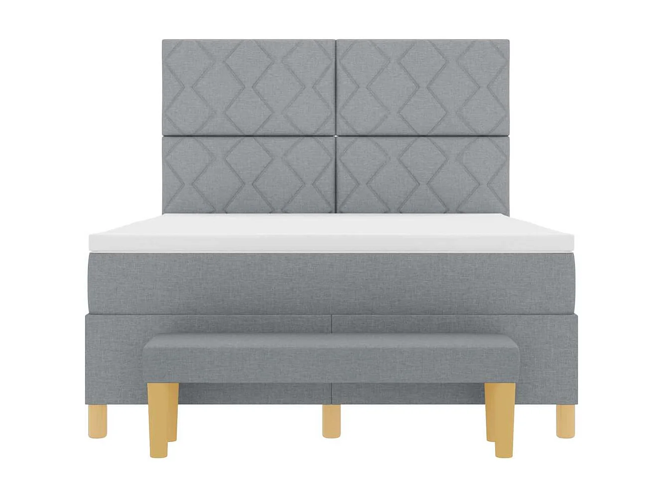 Cama tipo Box Spring con colchón Gris claro 160 x 200 cm tela