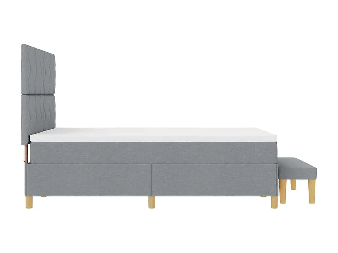 Cama tipo Box Spring con colchón Gris claro 160 x 200 cm tela