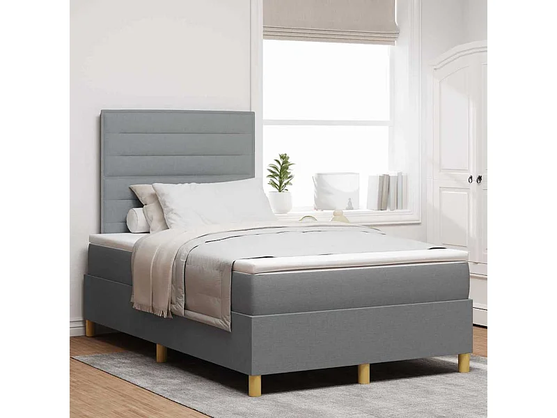 Cama tipo Box Spring con colchón Gris claro 120 x 190 cm tela