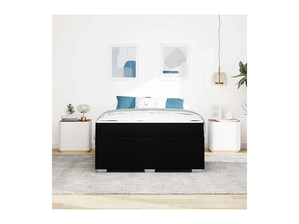 Cadre de lit avec matelas Noir 140 x 200 cm tissu