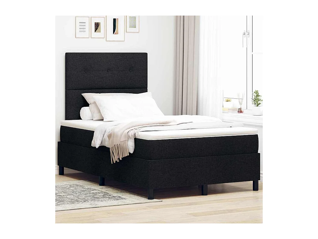 Boxspring bed met matras met hoofdeinde Zwart 120 x 200 cm Stof