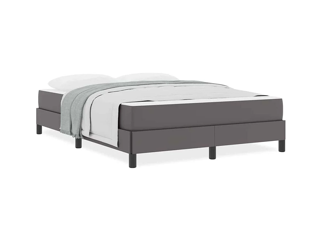 Cadre de lit avec matelas Gris 140 x 190 cm Faux cuir