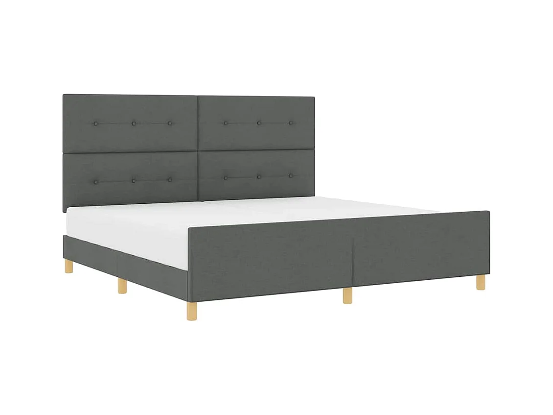 Cadre de lit avec tête de lit Gris foncé 200 x 200 cm tissu