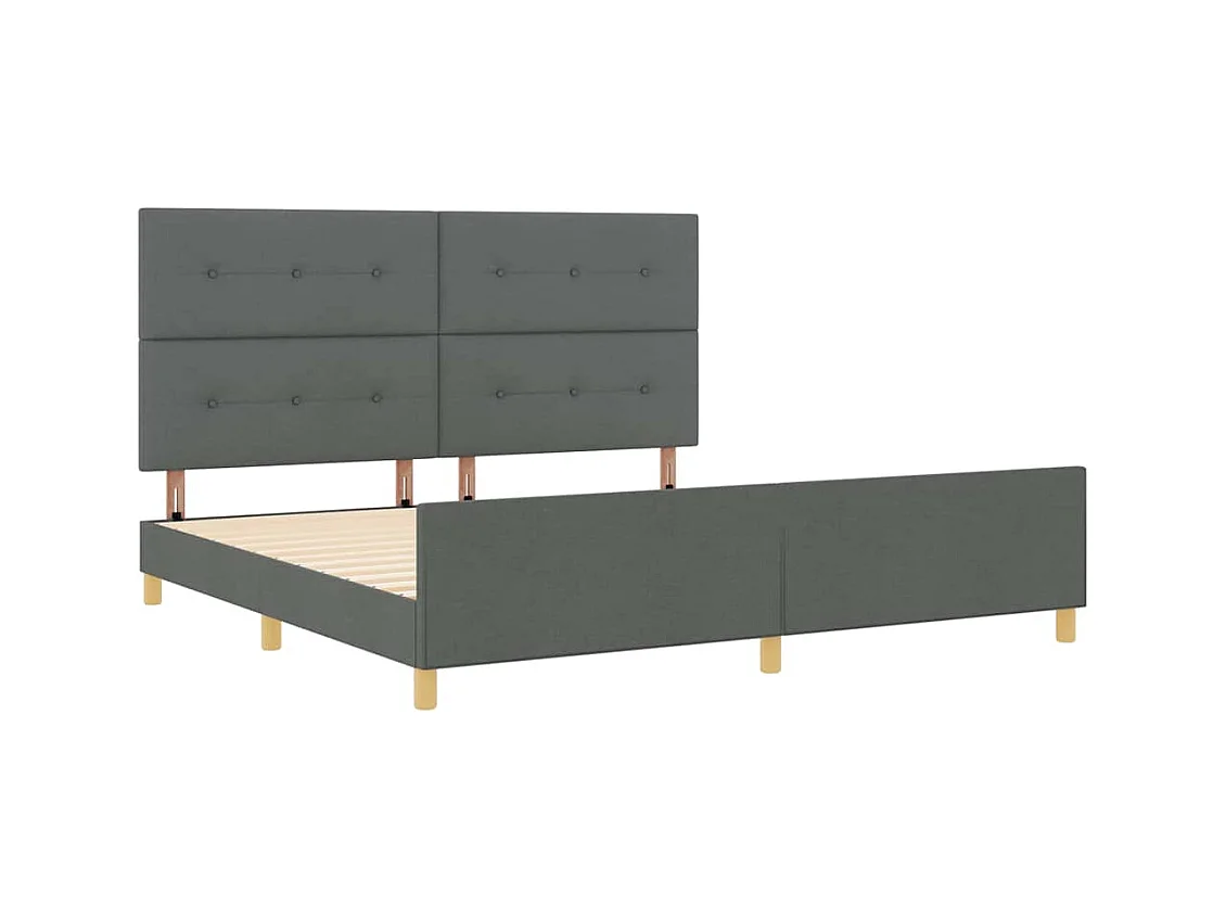 Cadre de lit avec tête de lit Gris foncé 200 x 200 cm tissu
