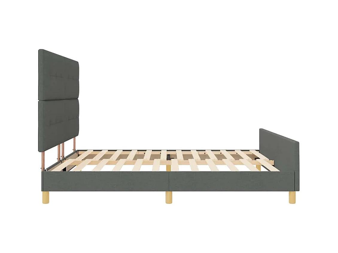Cadre de lit avec tête de lit Gris foncé 200 x 200 cm tissu
