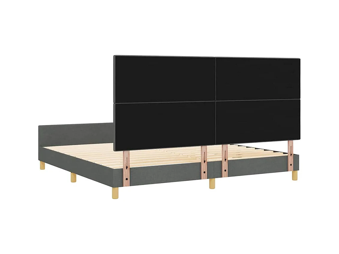 Cadre de lit avec tête de lit Gris foncé 200 x 200 cm tissu
