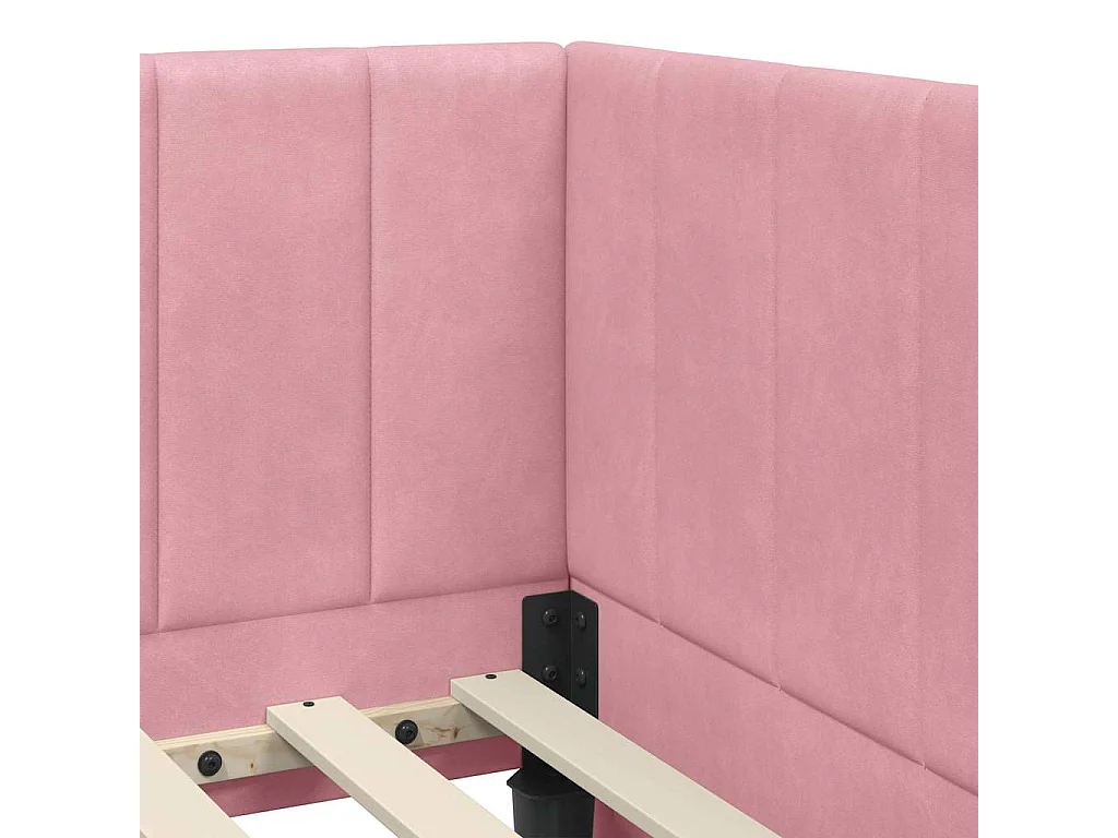 Cadre de lit d'angle avec matelas Rose 90 x 200 cm Velours