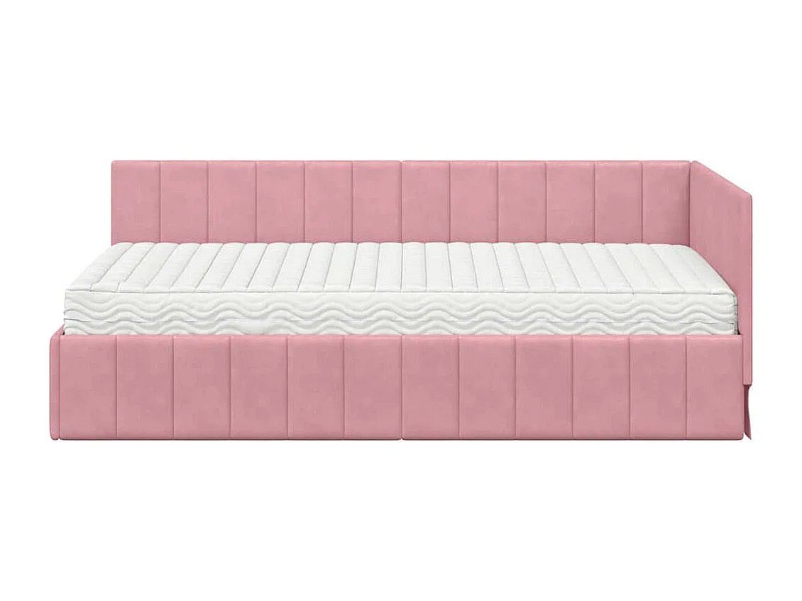 Estructura de cama en esquina Rosa 90 x 200 cm Terciopelo