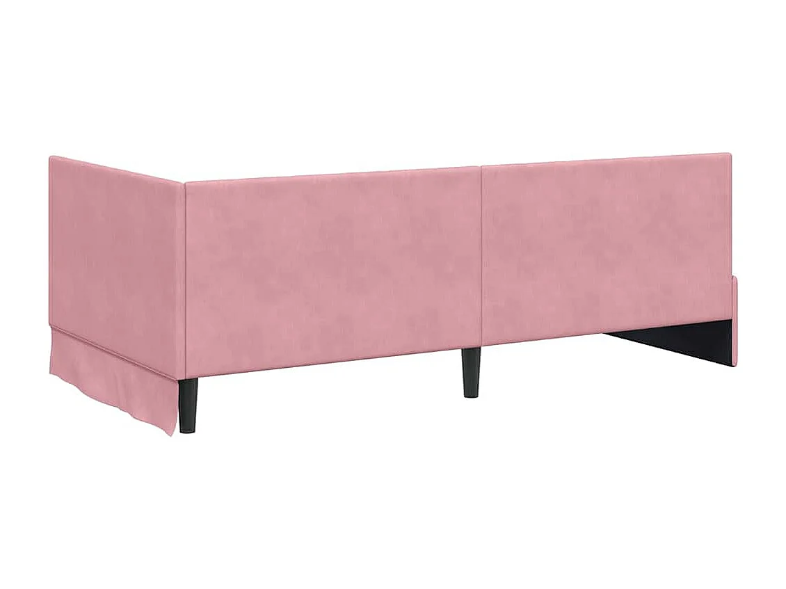 Estructura de cama en esquina Rosa 90 x 200 cm Terciopelo