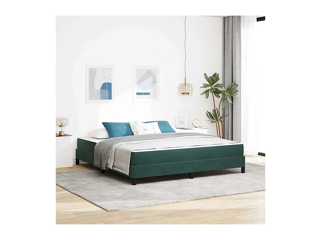 Cama box spring con colchón Verde oscuro 180 x 200 cm