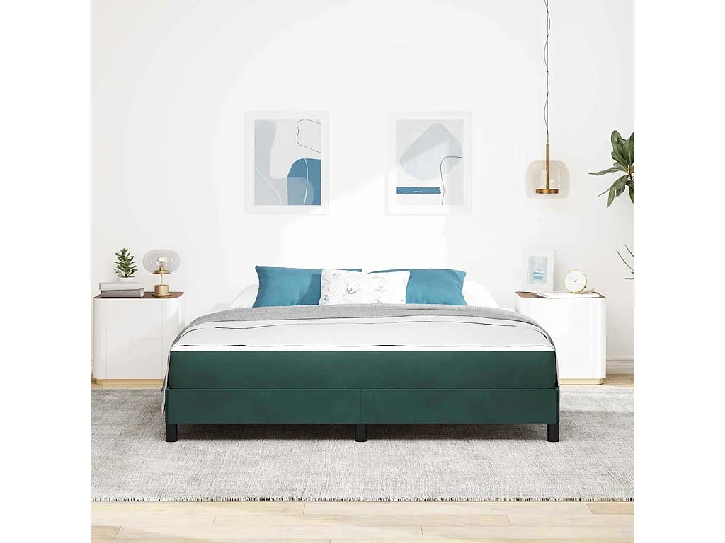 Cama box spring com colchão Verde Escuro 180 x 200 cm Veludo