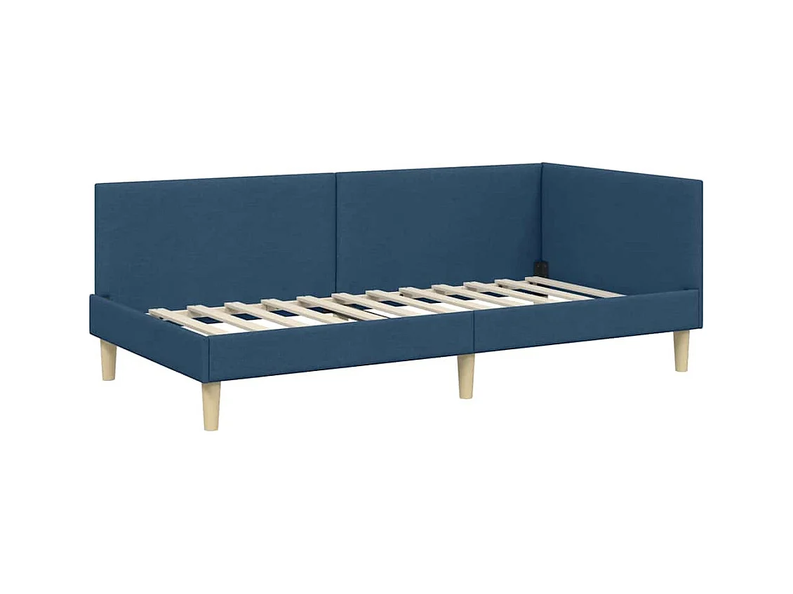 Cadre de lit d'angle Bleu 80 x 200 cm Tissu et bois reconstitué