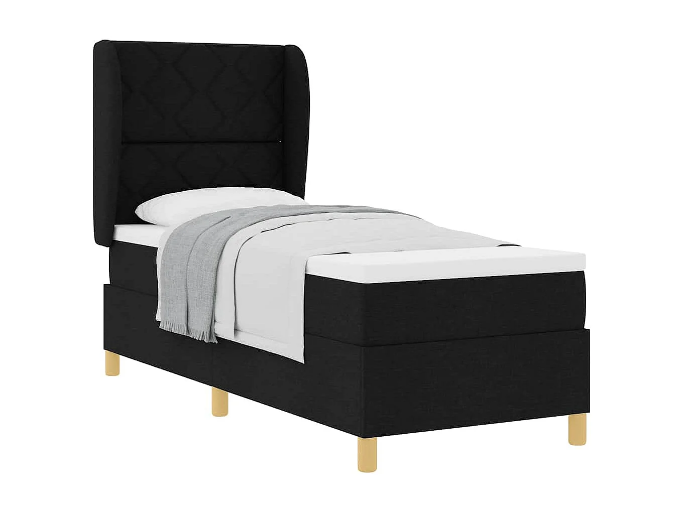 Cama Box Springs com Colchão Cinza Escuro 90x190 cm Preto