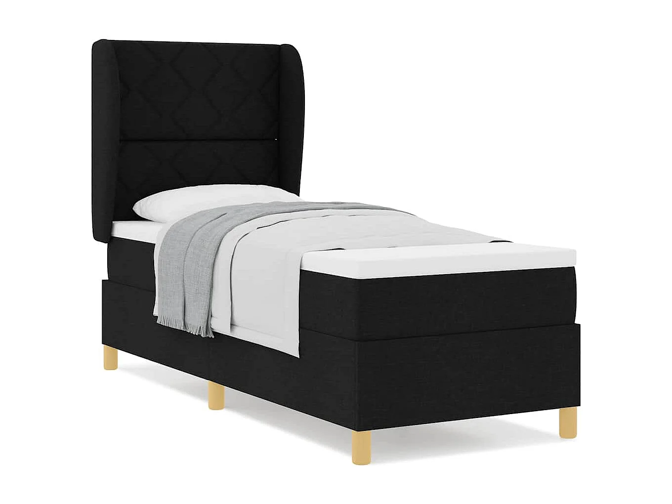 Cama Box Springs com Colchão Cinza Escuro 90x190 cm Preto