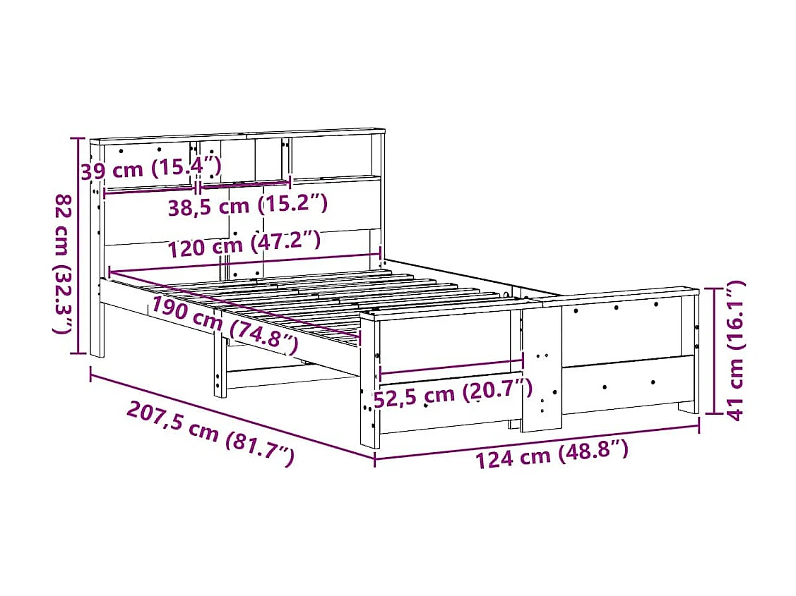 Bedframe Wasbruin 120 x 190 cm Massief grenenhout