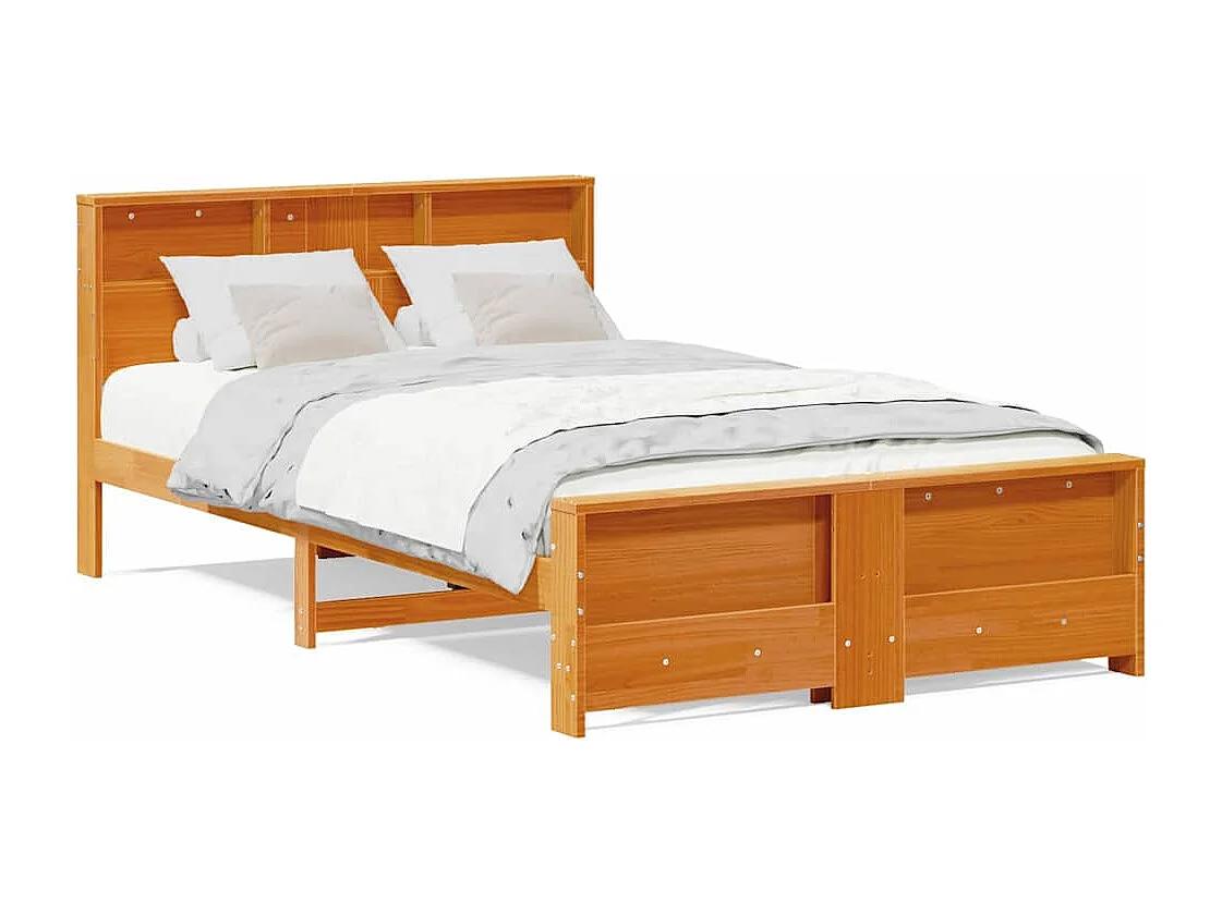 Estructura de cama con cabecera Marrón cera 120 x 190 cm