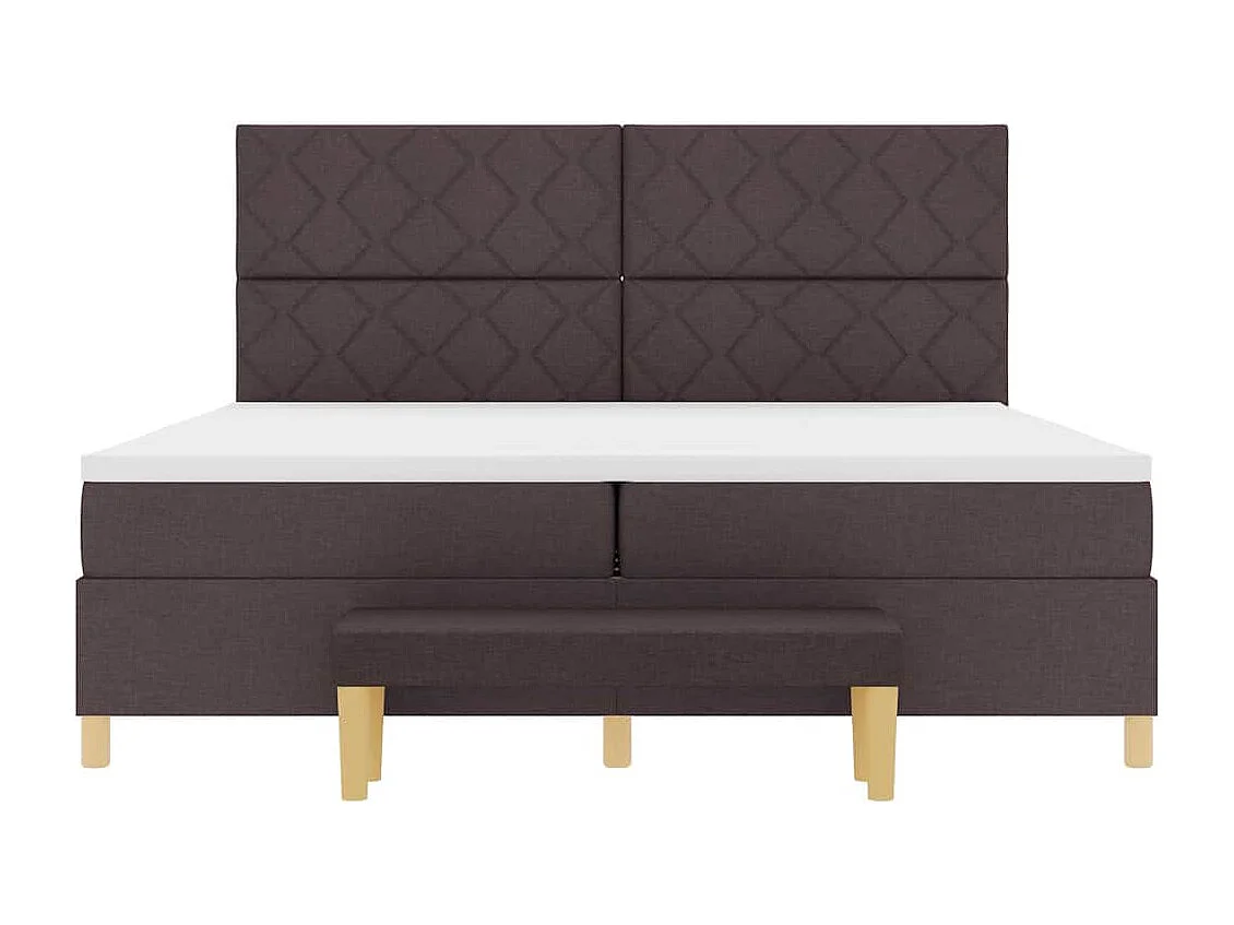 Cama tipo Box Spring Marrón Oscuro 200 x 200 cm tela
