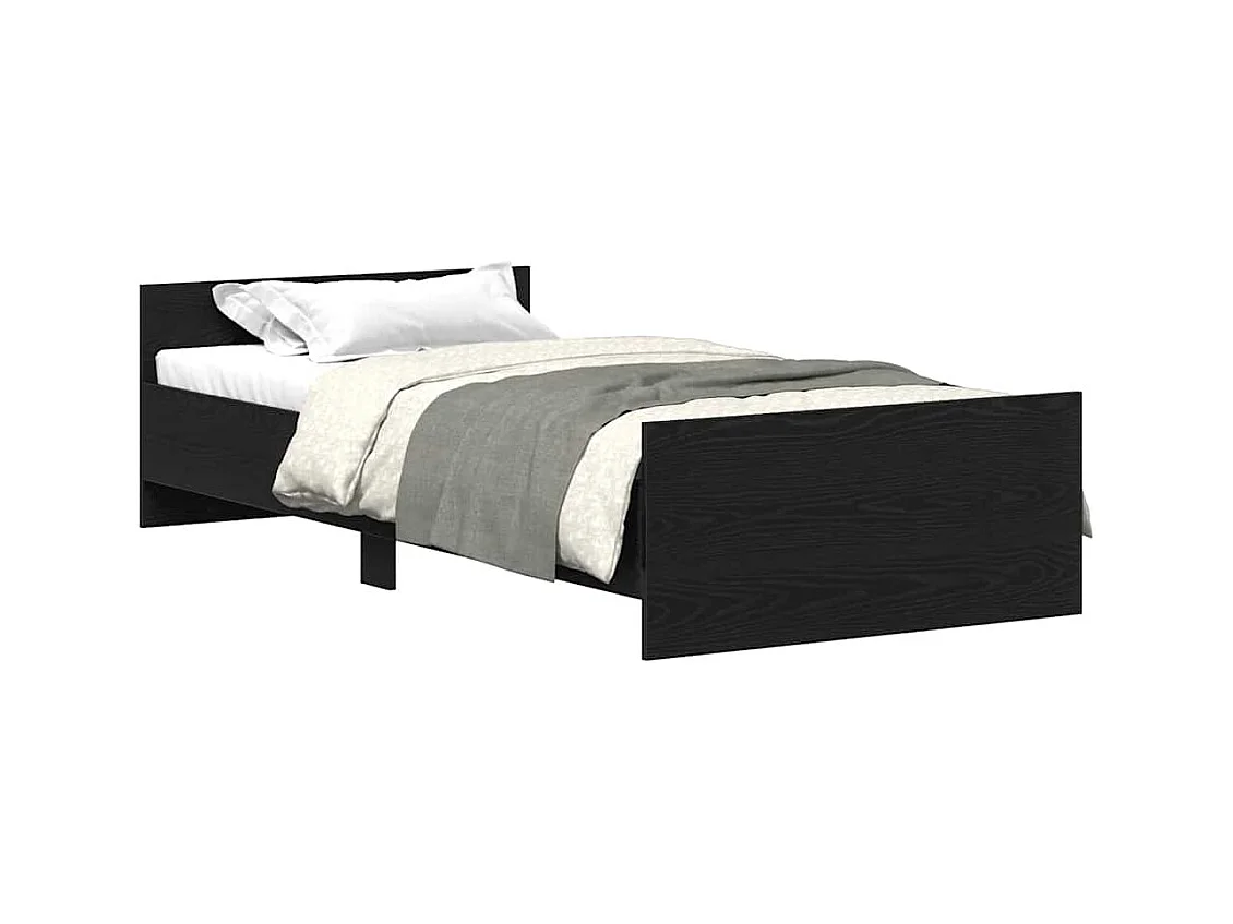 Cadre de lit sans matelas chêne noir 75x190 cm bois ingénierie