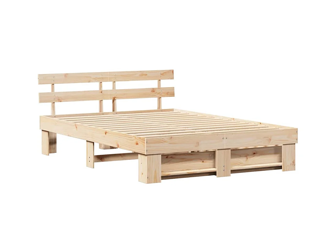 Estructura de cama Marrón 140 x 200 cm Madera maciza de pino