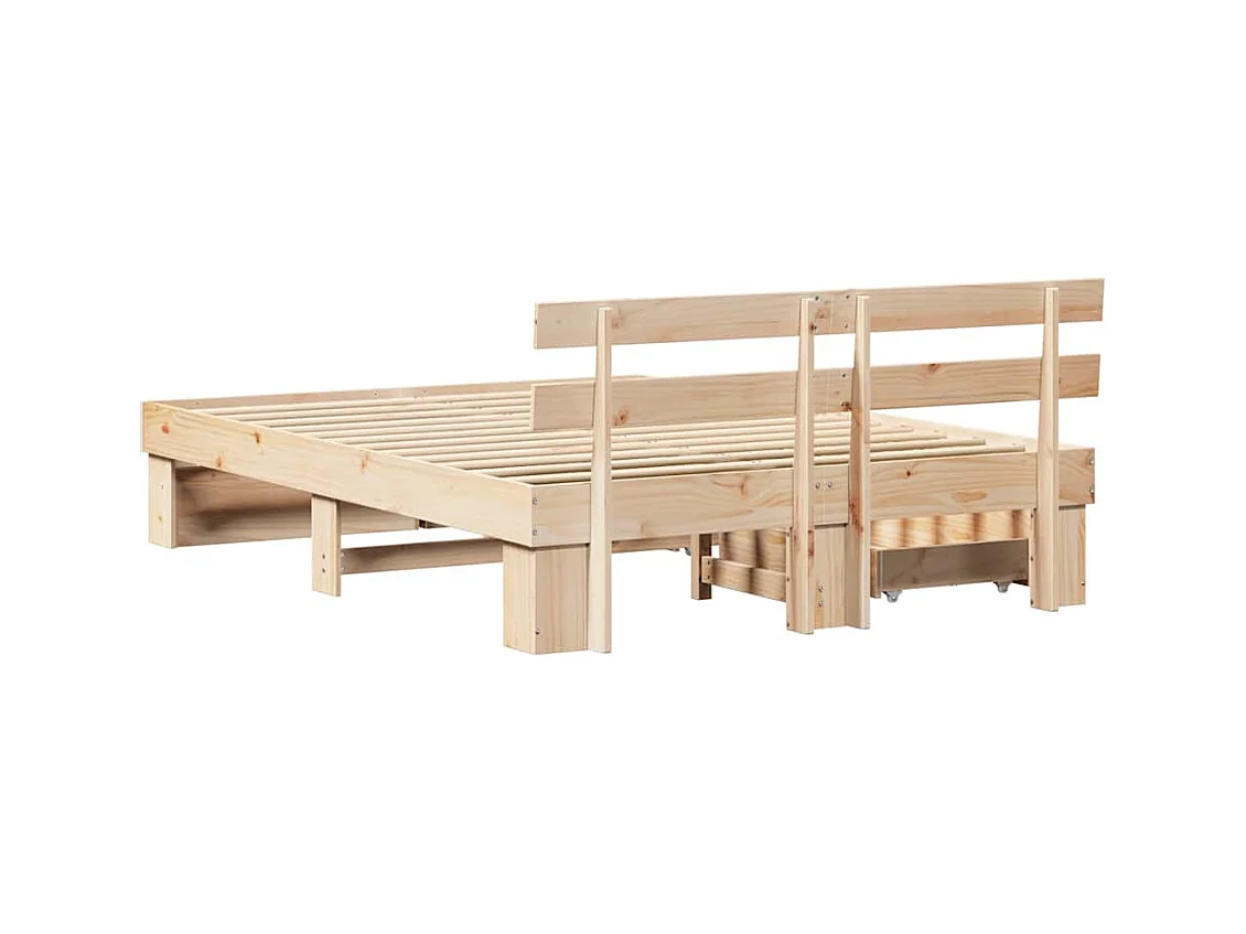 Estructura de cama Marrón 140 x 200 cm Madera maciza de pino