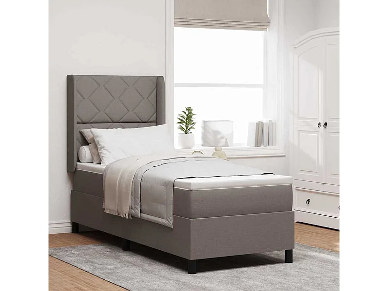 Cama Box com colchão Cinzento-acastanhado 90 x 190 cm tecido