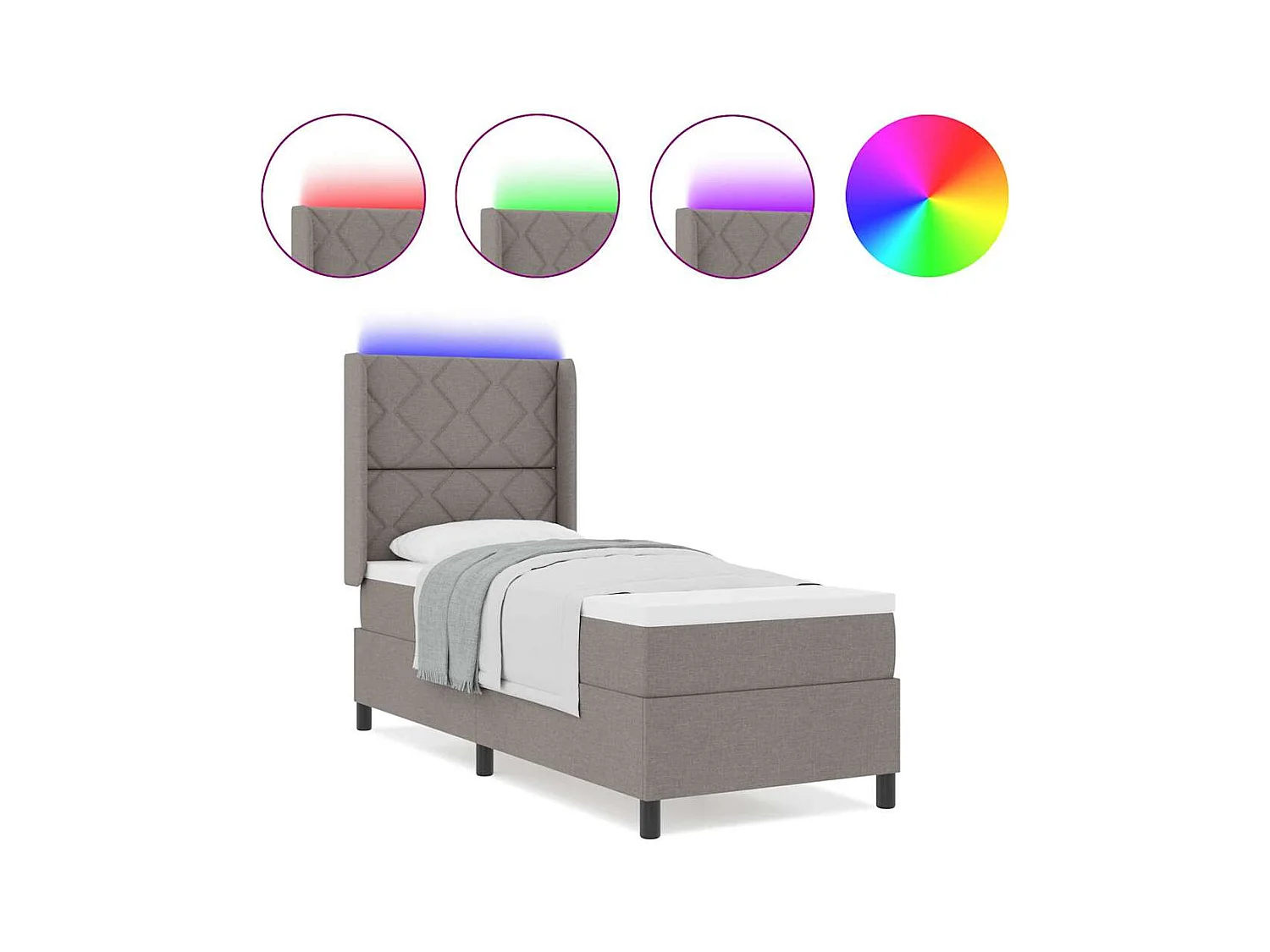 Cama Box com colchão Cinzento-acastanhado 90 x 190 cm tecido