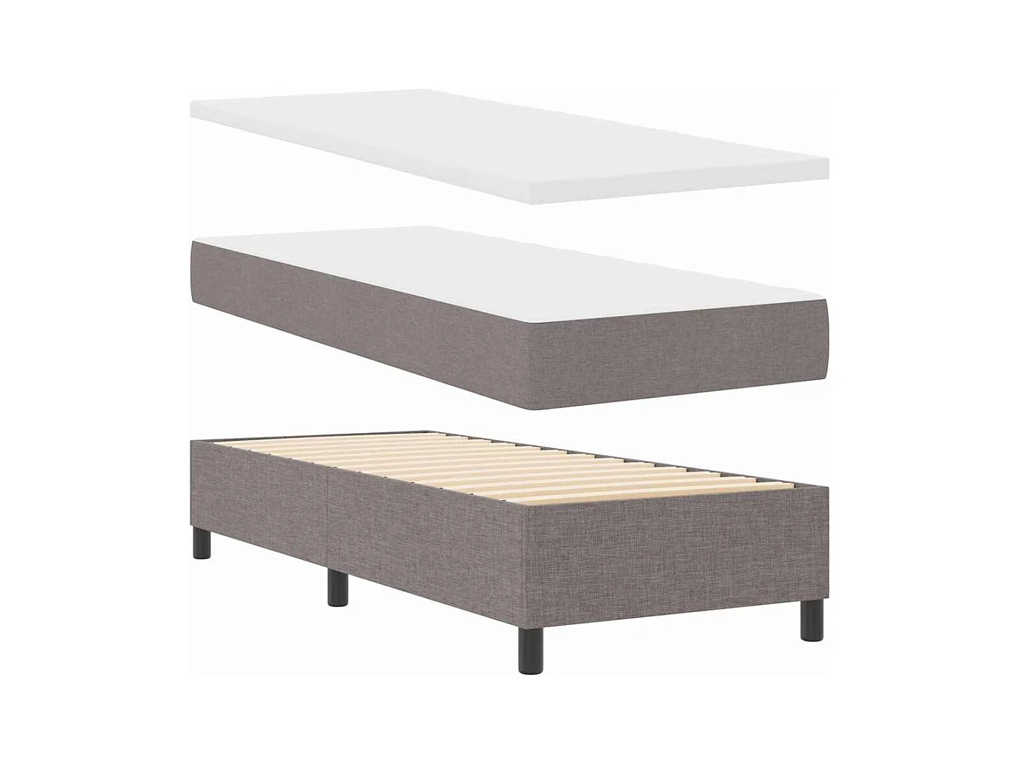 Cama Box com colchão Cinzento-acastanhado 90 x 190 cm tecido
