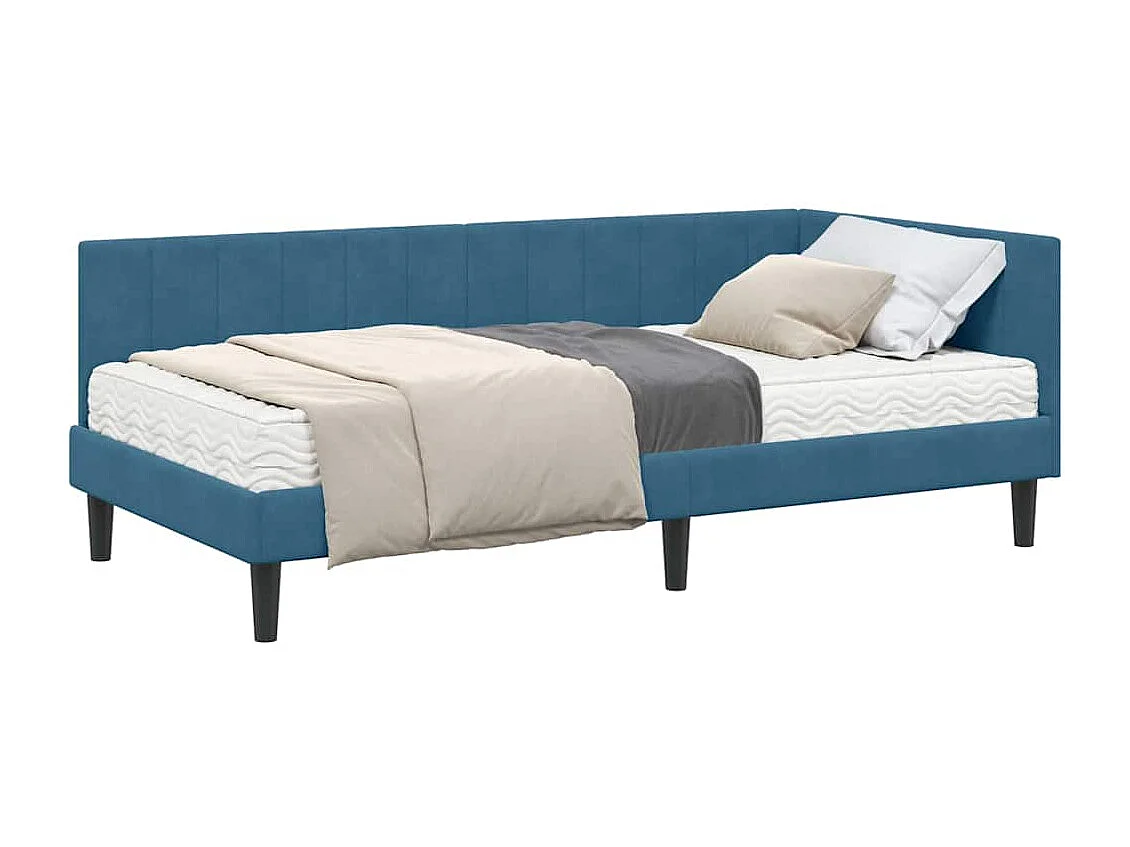 Estructura de cama en esquina Azul 90 x 200 cm Terciopelo
