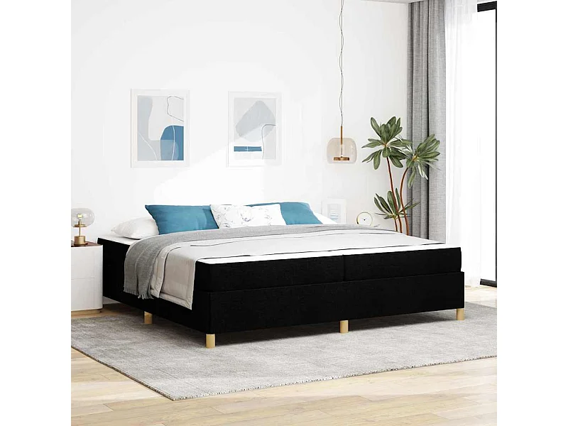 Cadre de lit Noir et blanc et noir 200 x 200 cm tissu