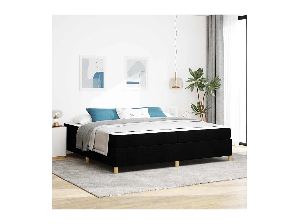 Cama Box com colchão Preto e Branco e Preto 200 x 200 cm tecido