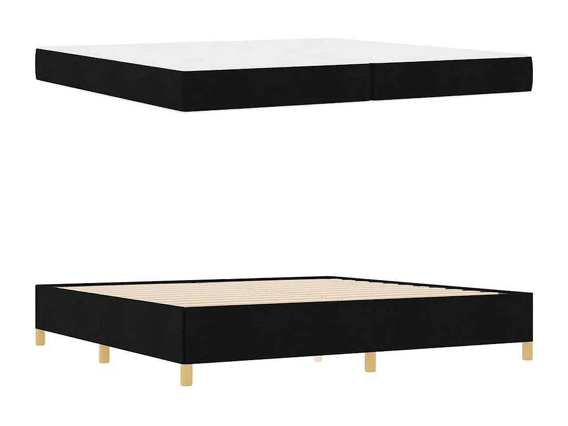 Cama tipo Box Spring Negro y Blanco y Negro 200 x 200 cm tela